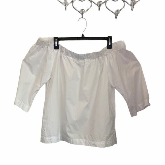 3/$25 MADEWELL White Clean Off the Shoulder Top.Size L - Picture 6 of 14